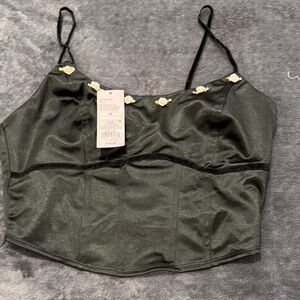 Wild Fable Black Camisole with Floral Accents